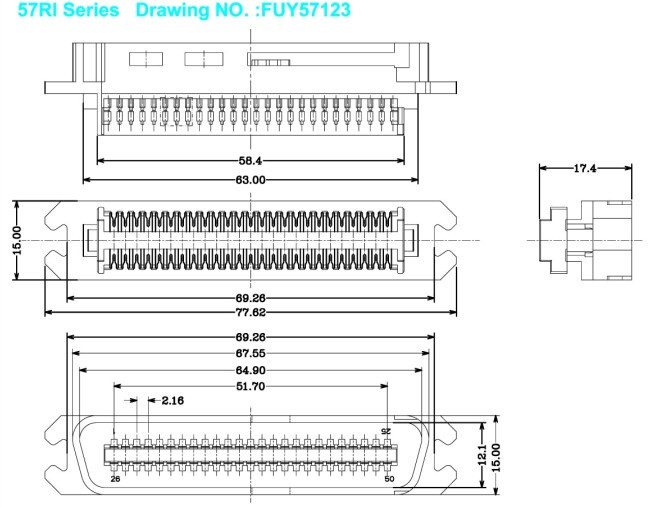 TYCO AMP 50 Pin RJ21 Male Centronic IDC connector RJ21 Ribbon cable header without Cover Certificated UL