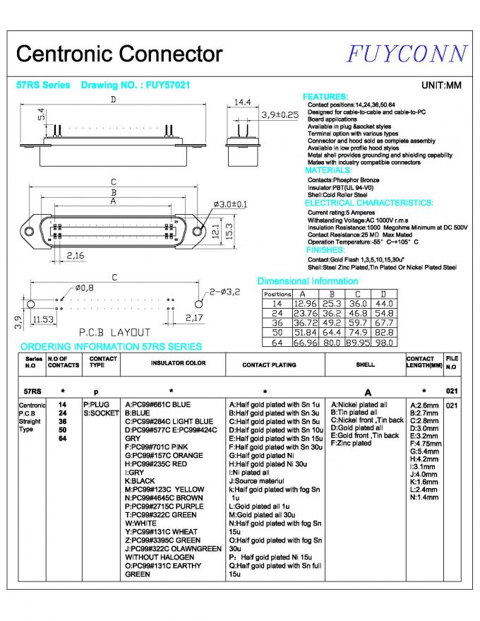 Câble SCSI Demi-pas 50 Mâle Vers 50 Centronic Mâle – 1 Mètre – GF1887 – Neuf
