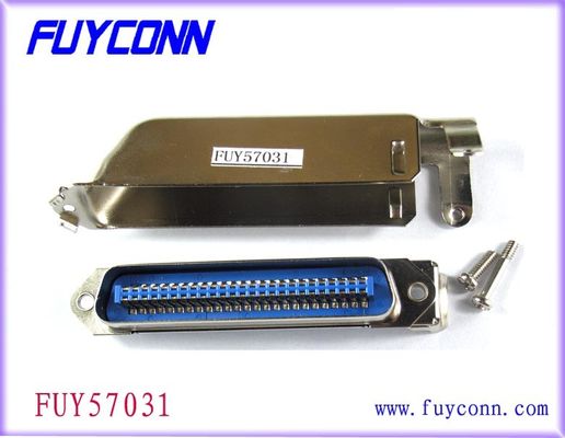 50 Pin Male Centronic Solder Pin Connector with 90 Degree Metal Hood