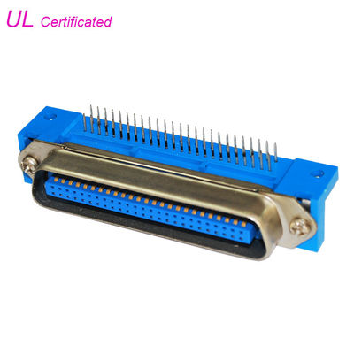 Blue 50 Pin Male Centronics PCB Mount Connector 25 Pairs Right Angle