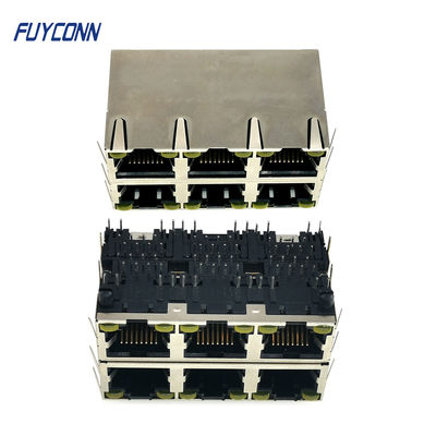 2x3 6 Ports Female RJ45 Connector PCB 48 Pin Modular Jack Connector