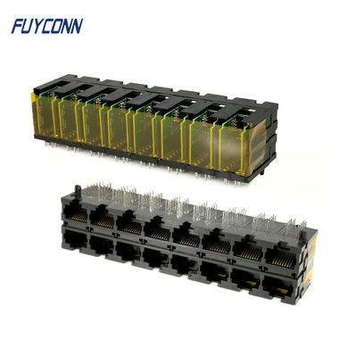 PCB 2x8 Ports 16*10P 160 Pin RJ45 Connector With Right Angle Terminal