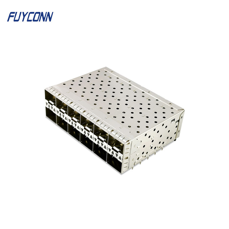 240 Pin SFP+ Fiber Optic Connector 2x6 Dual Port with Light Pipe
