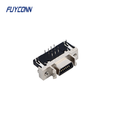 Zinc Alloy Shell 14 Pin SCSI Connector Right Angle Female PCB