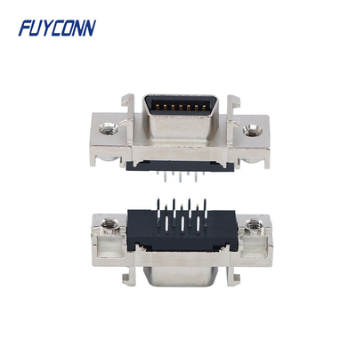 14pin Female Servo Connector , MDR PCB Straight SCSI Connector W/ Zinc Alloy Shell