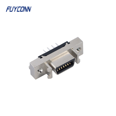 14pin Female Servo Connector , MDR PCB Straight SCSI Connector W/ Zinc Alloy Shell