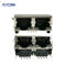 2 Ports 16 Pin PCB Right Angle Female RJ45 Connector With PBT Insulator